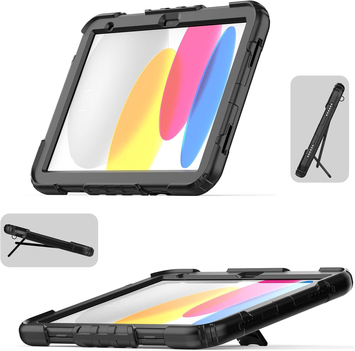 Ambison Case for iPad (A16) 11th Generation 11'' 2025/iPad 10th Generation 10.9''2022, Full-Body Heavy Duty Rugged Shockproof Protective Case with Kickstand-Black