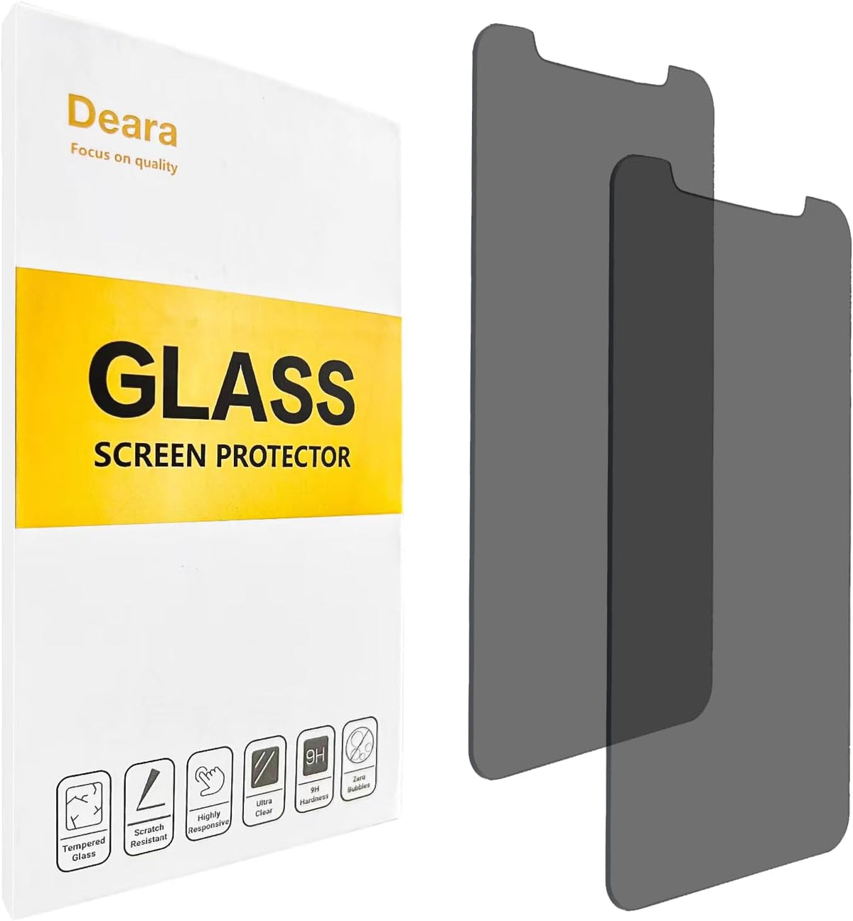 Deara 2 Pack Privacy Screen Protector for iPhone 11 Pro/Xs/X [5.8 Inch] - Anti Spy Tempered Glass Film [9H Hardness] -