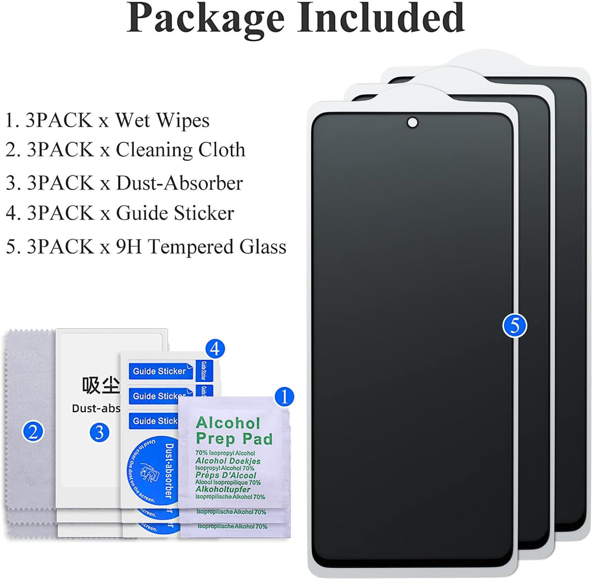 [3 Pack] Privacy Screen Protector for Samsung Galaxy S24 Plus, Full Coverage Anti Spy Tempered Glass Protective Film