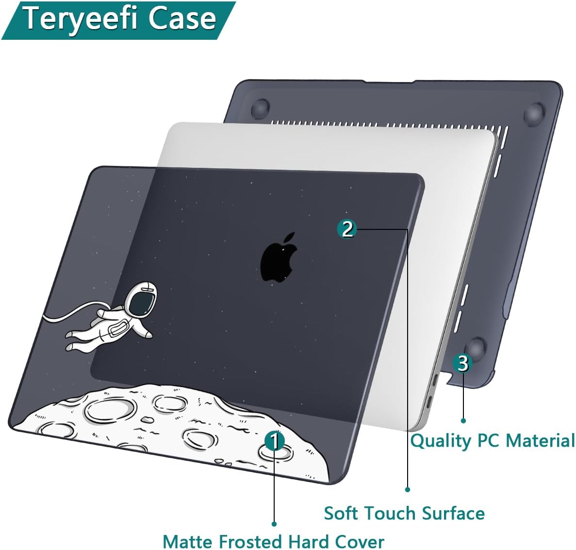 Teryeefi Compatible with MacBook Pro 13 inch Case M2 M1 2024, 2023, 2022-2016（A2251 A2289 A2159 A1989 A1708 A1706 with Touch Bar, Plastic Hard Shell Cover for 13" MacBook Pro, Floating Astronaut