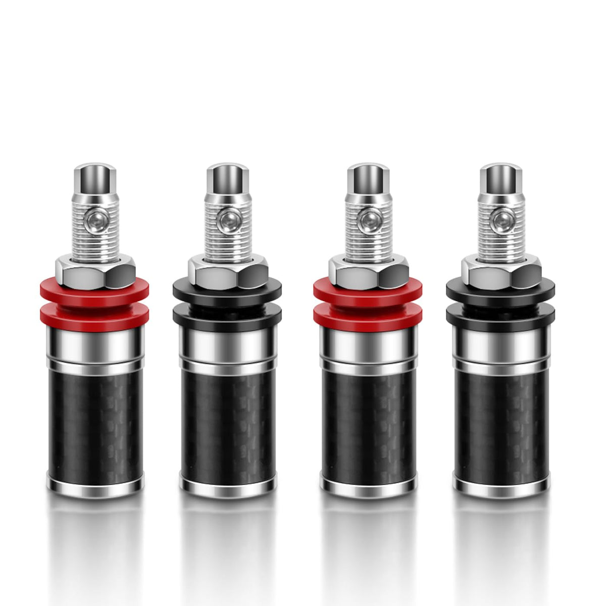 KUYIOHIFI HiFi Speaker Binding Post Rhodium-Plated Copper Hi-end Speaker Banana Plug Socket Terminals Screw Locking Audiophile Banana Jack Connectors