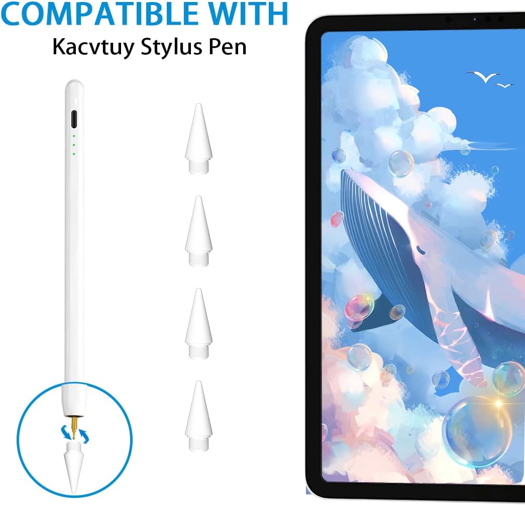 Replacement Tips for Kacvtuy Stylus Pen - 4 Packs High Precision Replaceable Nibs - Easy Installation (White)