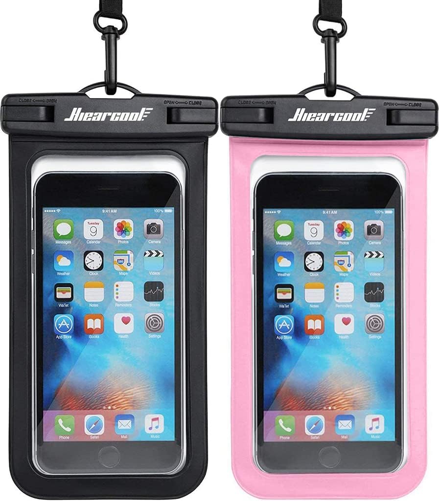 Hiearcool Universal Waterproof Case, Waterproof Phone Pouch Compatible for iPhone 16 15 14 13 Pro Max XS Plus Samsung Galaxy S22 Cellphone Up to 8.3", IPX8 Cellphone Beach Bag for Travel - 2 Pack