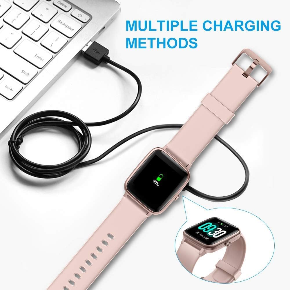 Compatible for HYSTORM G96 Smart Watches Charger, Lamshaw 2 Pin Magnetic USB Replacement Charging Cable (Black)