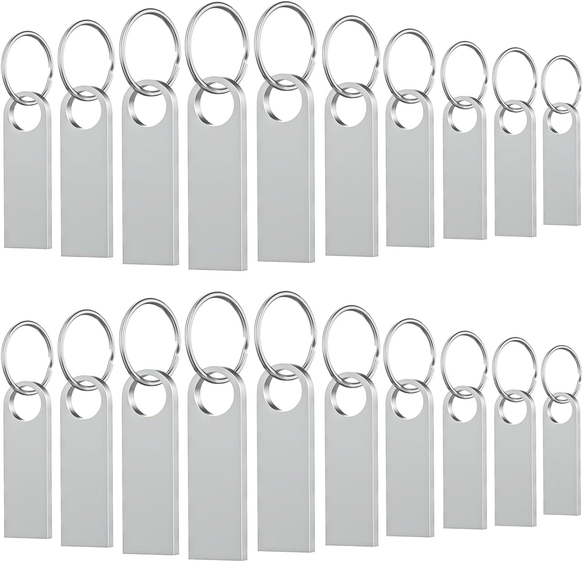 20 Pack 4GB USB Flash Drive with Keychains, Wooolken Sleek Metal USB 2.0 Thumb Drives Memory Stick for PC Laptop Computer(Sliver)