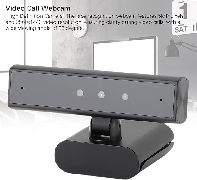 Face Recognition Webcam with Mic 5MP 2560x1440 HD Computer Camera 85 Degree View Angle for Computer 10 11 Face Unlock Video Calls