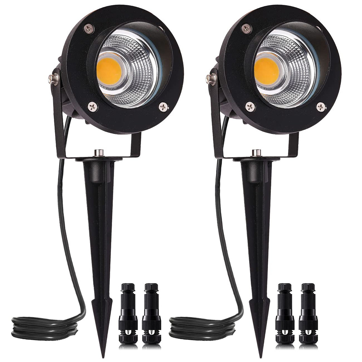 ELEGLO 18W Low Voltage Landscape Lighting LED Spotlight Outdoor 12V~24V AC/DC Waterproof Landscape Lights Spot Lights for Yard with Spiked Stake Warm
