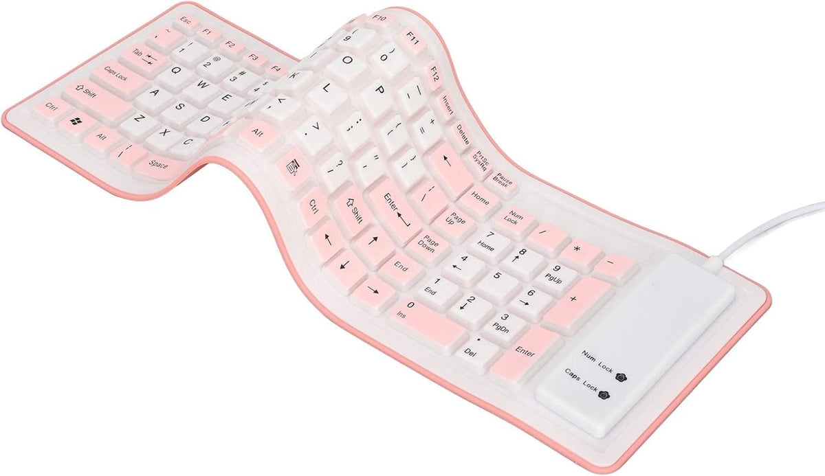 Foldable Silicone Keyboard, 103 Keys Wired Bluetooth Waterproof Rollup Keyboard, Mute Flexible Soft Rubber for PC