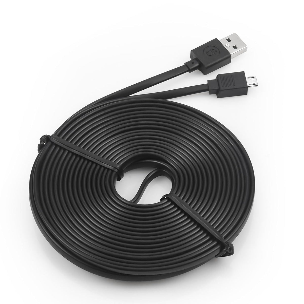 Long 25ft Micro USB Cable - USB to Micro USB Black Cable for PS4 Controller and Security Camera, 2 Pack