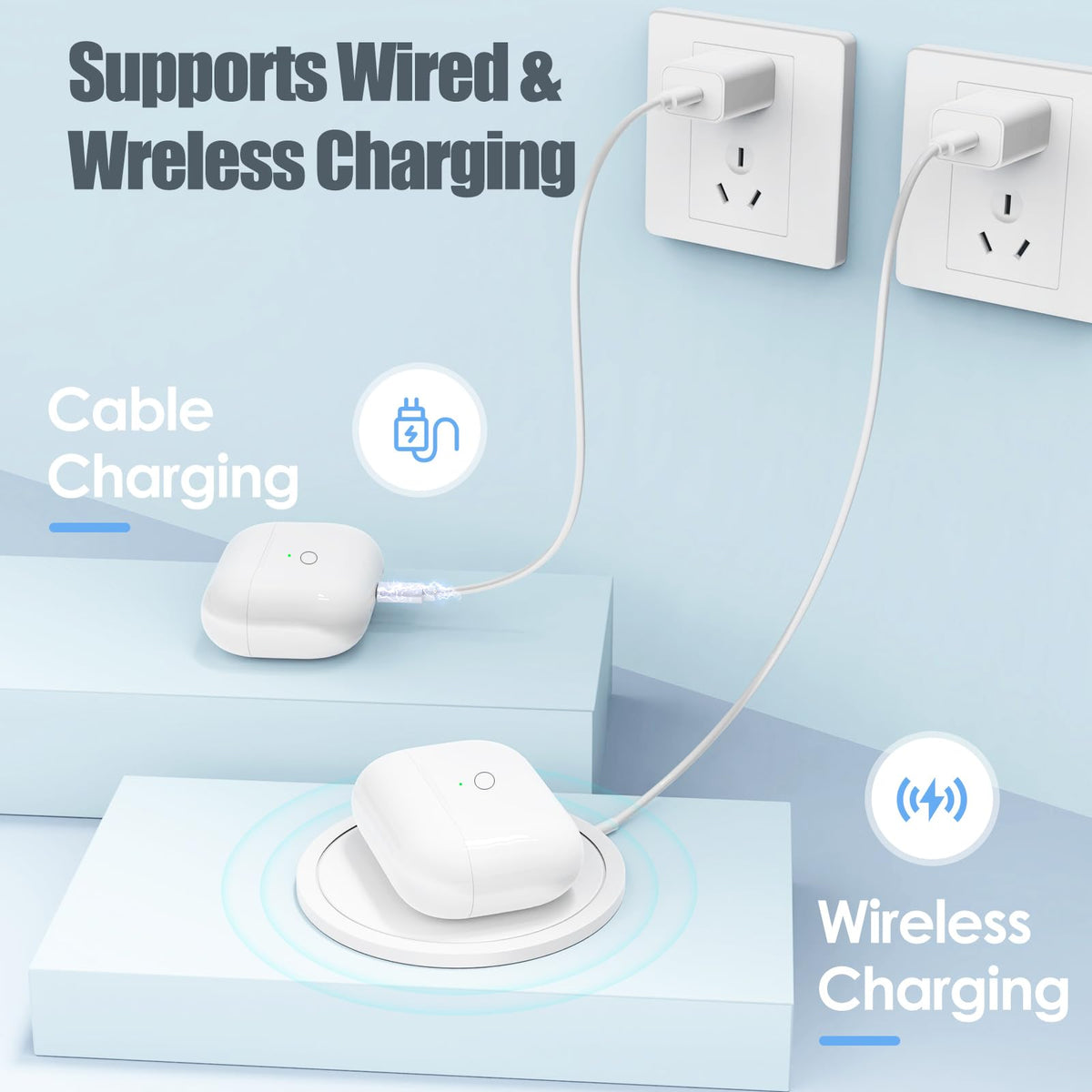 Wireless Charging Case for AirPod Pro 1 /2nd Gen Only with Bluetooth Button, Wireless Charger CaseCompatible with AirPods Pro 1st and Pro 2nd Case