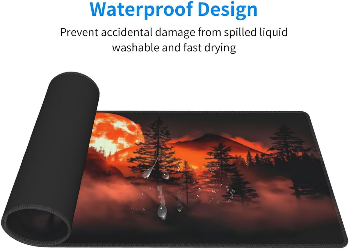 Extended Gaming Mouse Pad, Large Desk Mat XL Anime Mouse Pad Waterproof with Stitched Edges, Non-Slip Desktop Pad for Home and Office, Level Up Your 31.5x11.8 Inch (Roaring Flame)