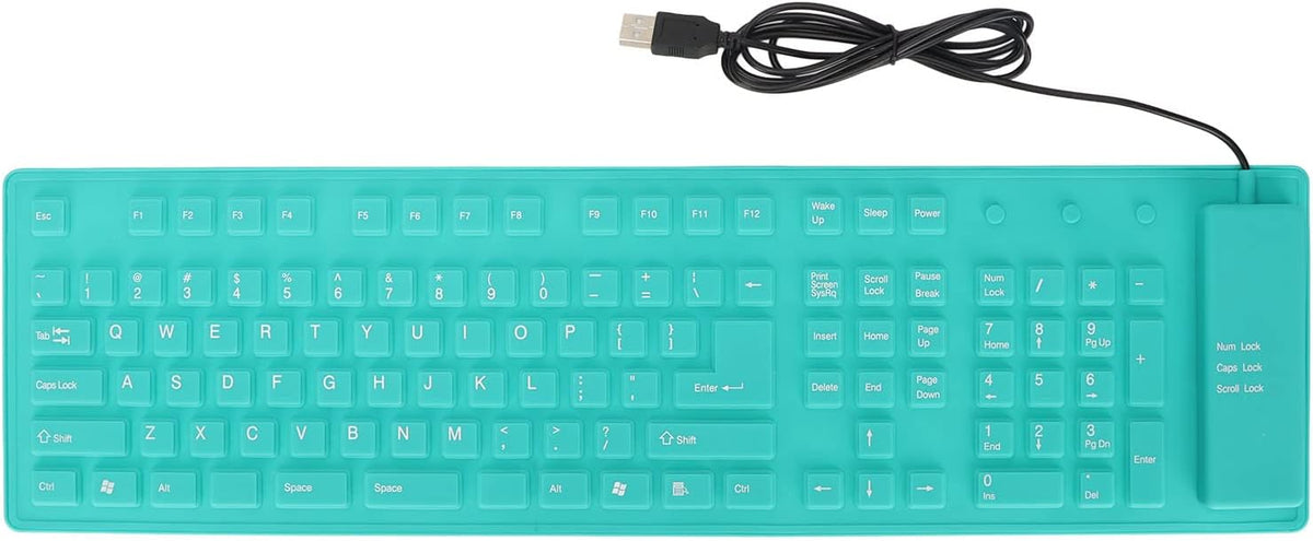 Foldable Silicone Keyboard, 108 Keys Waterproof Rollup USB Wired Keyboard for PC/Laptop/Notebook (Green)