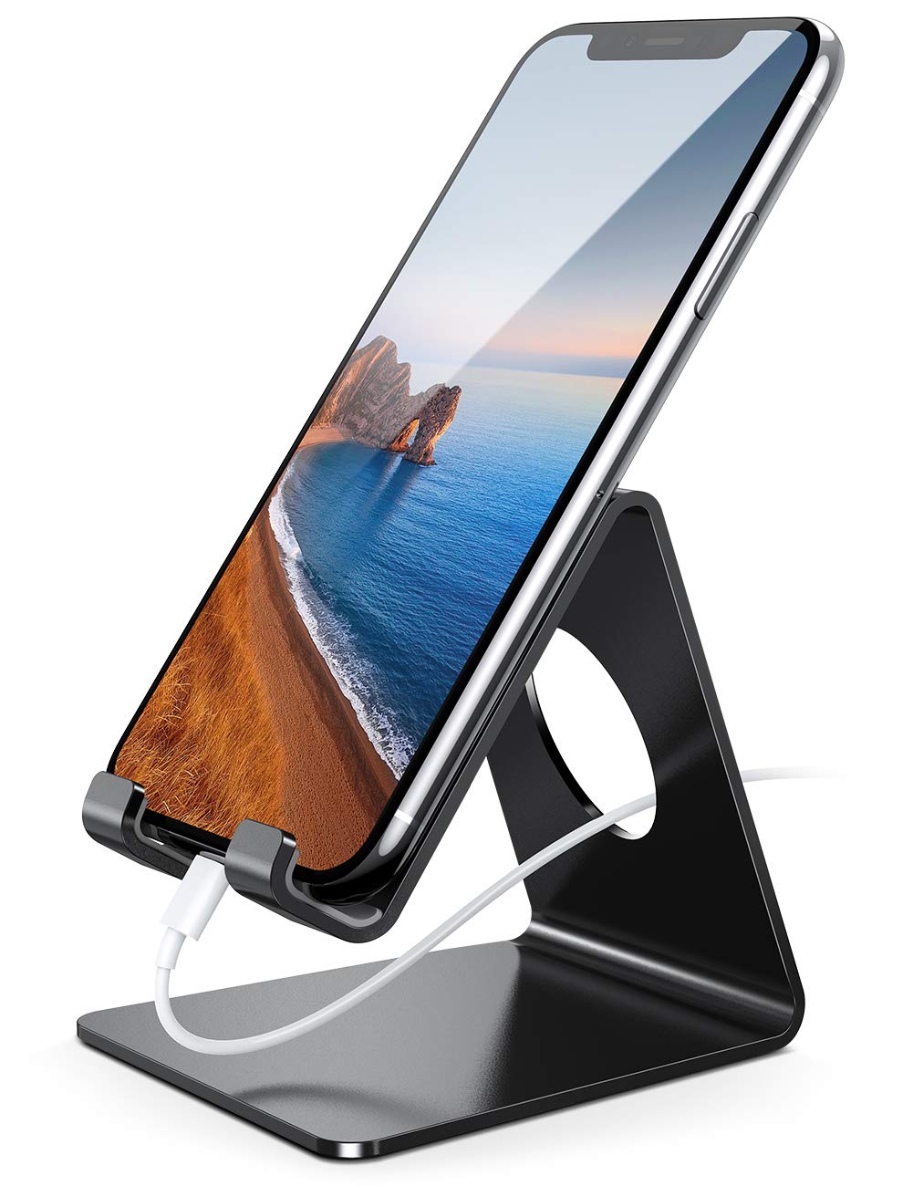 Lamicall Cell Phone Stand, Phone Dock: Cradle, Holder, Stand for Office Desk - Black