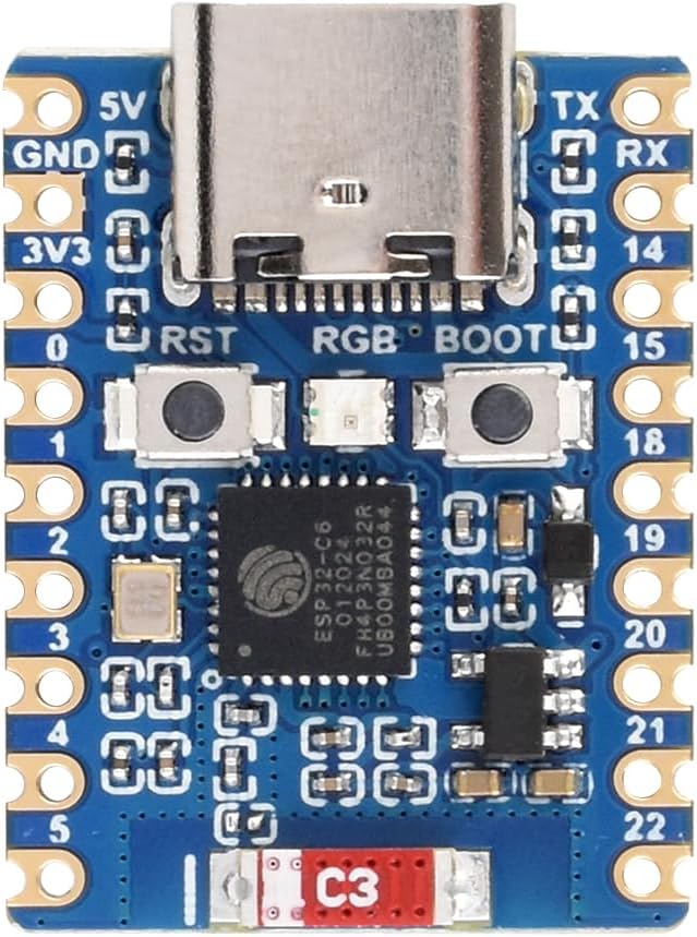 ESP32-C6 Mini Development Board, Based on ESP32-C6FH4 Dual Processors, 160MHz, Support 2.4GHz WiFi 6 & Bluetooth 5