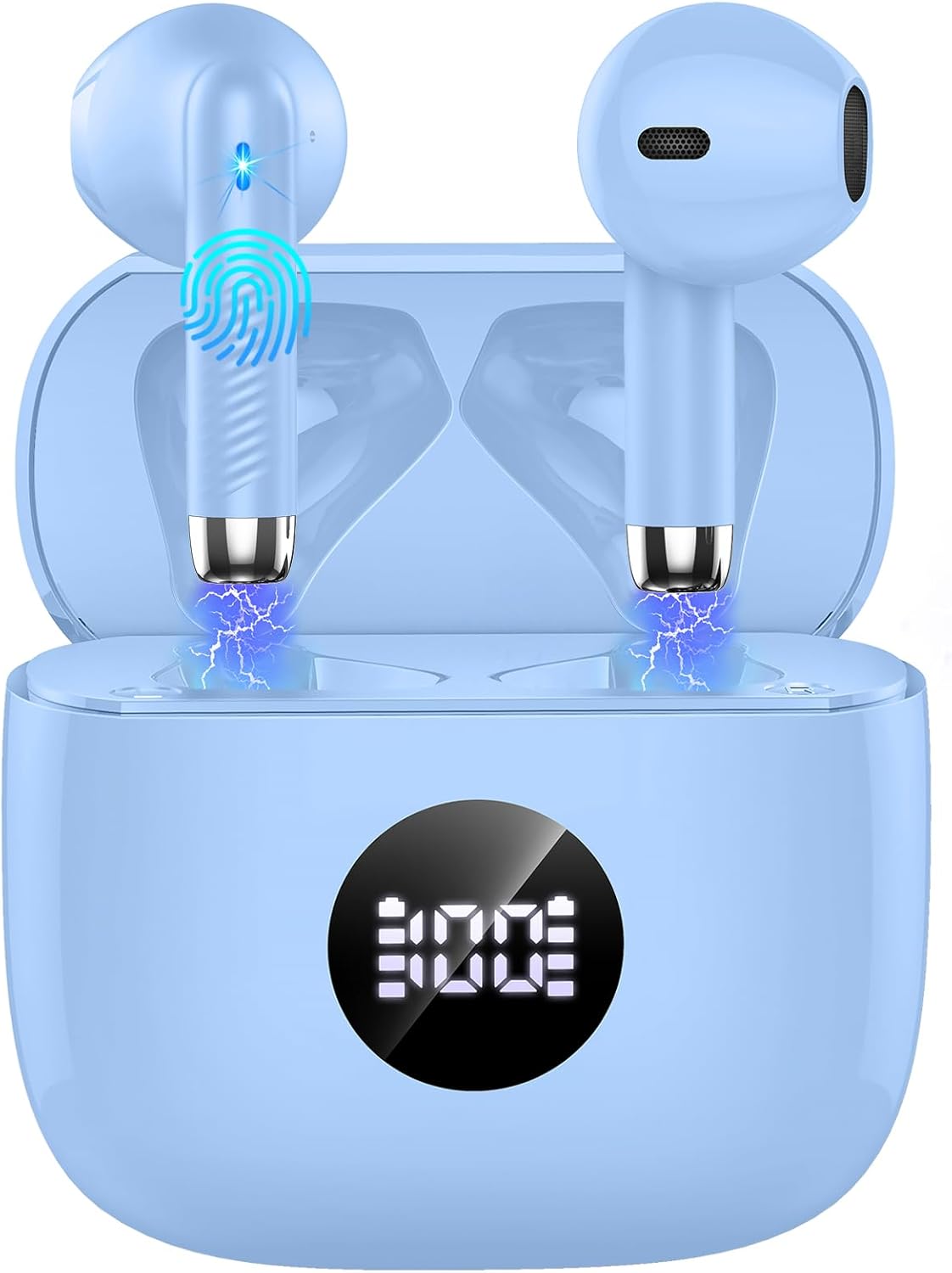 Wireless Earbuds, Bluetooth 5.3 Ear Buds LED Power Display Headphones Bass Stereo, Bluetooth Earbuds in-Ear Noise Cancelling Mic, 40H Playback Mini Case IP7 Waterproof Sports Earphones for Android iOS