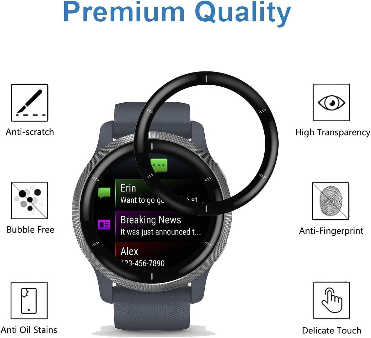 [4 Pack] Screen Protector for Garmin Venu 2 Smartwatch, HD Clear, Anti Scratch, Anti Fingerprint Compatible