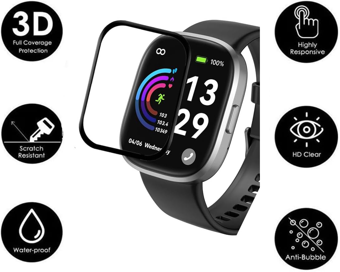 [4-Pack] anyloop ALW7 Screen Protector, Full Coverage 3D Curved Edge, Case Friendly Anti Scratch Film for 1.83" Smart