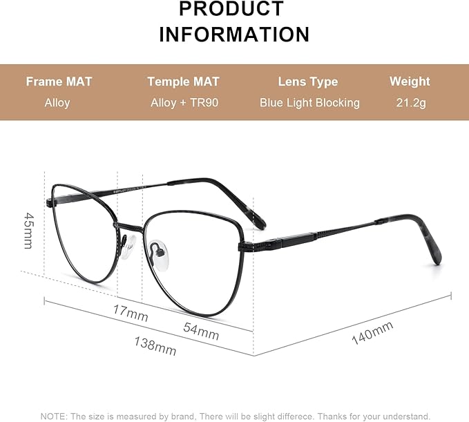 RB. Pilot Retro Cateye Reading Glasses for Women Blue Light Blocking Computer Glasses Spring Hinge Readers
