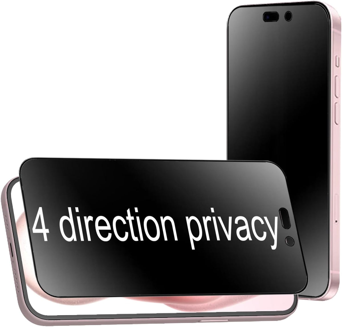 2 Pack 360 Degree Anti-glare Privacy Tempered Glass for iPhone 15, Anti-Spy Matte Screen Protector Film, 6.1 inch