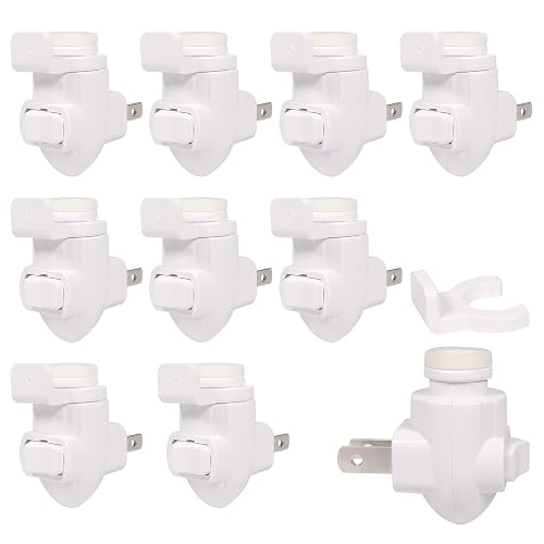 Deridi Plug in Night Light Module Socket with ON/Off Switch with Shade Mounting Clip for Decoration for Your Night Light (10Pack)