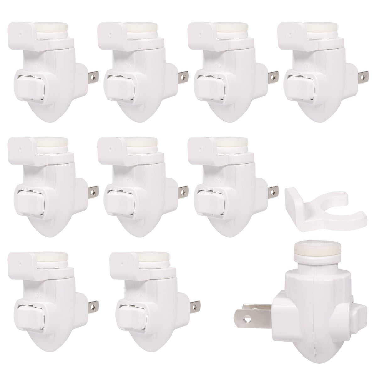 Deridi Plug in Night Light Module Socket with ON/Off Switch with Shade Mounting Clip for Decoration for Your Night Light (10Pack)