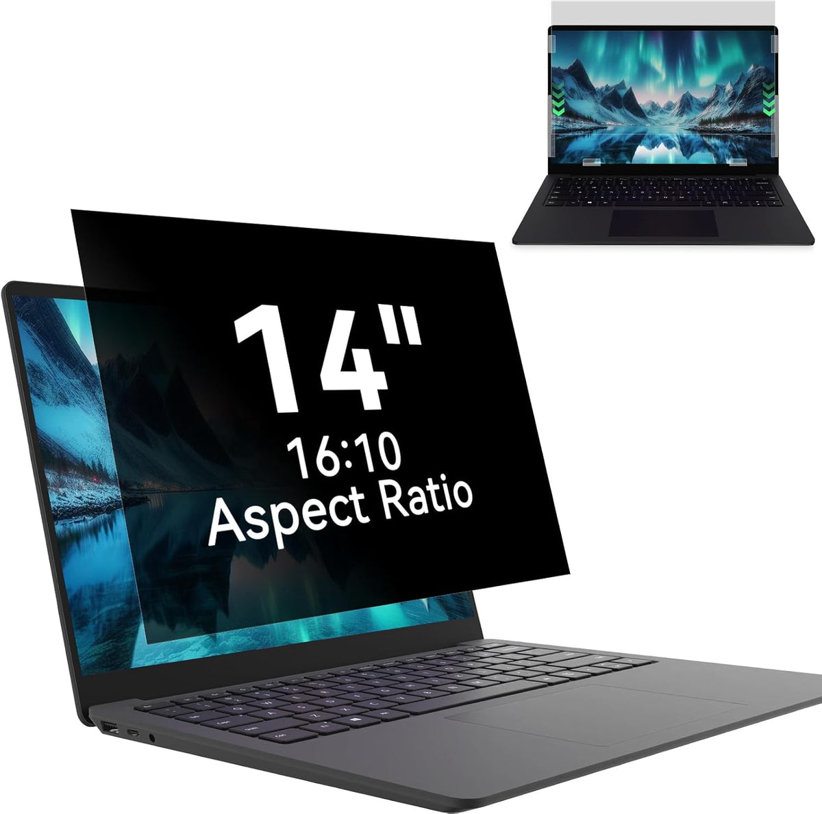 Laptop Privacy Screen 14 Inch, Laptop Screen Privacy Shield 16:10 Aspect Ratio Anti-Glare Blue Light Computer Monitor Protector,Removable 14in Filter for Lenovo HP Dell Acer Asus Thinkpad Envy Xps
