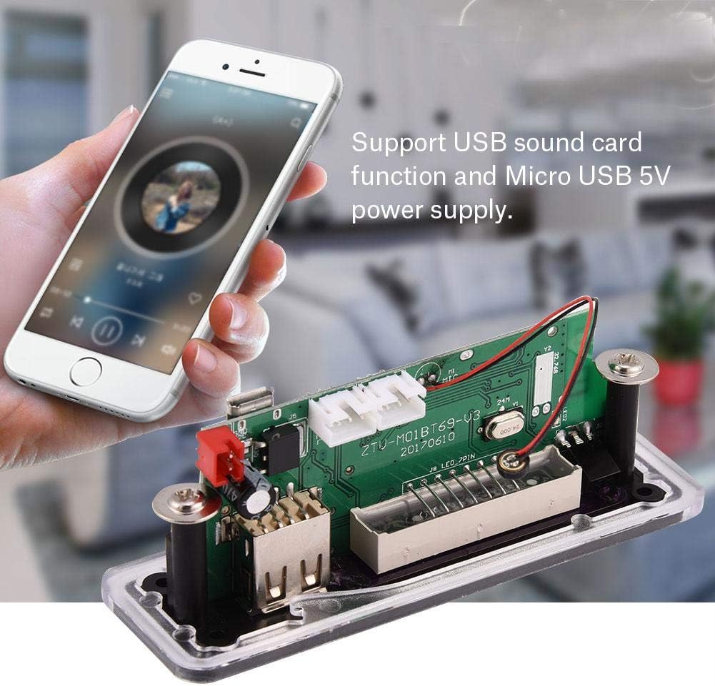 12V MP3 Decoder Module, USB/Bluetooth/SD Card/FM Radio WMA Decoder Board with Remote Control, Hands-Free Call