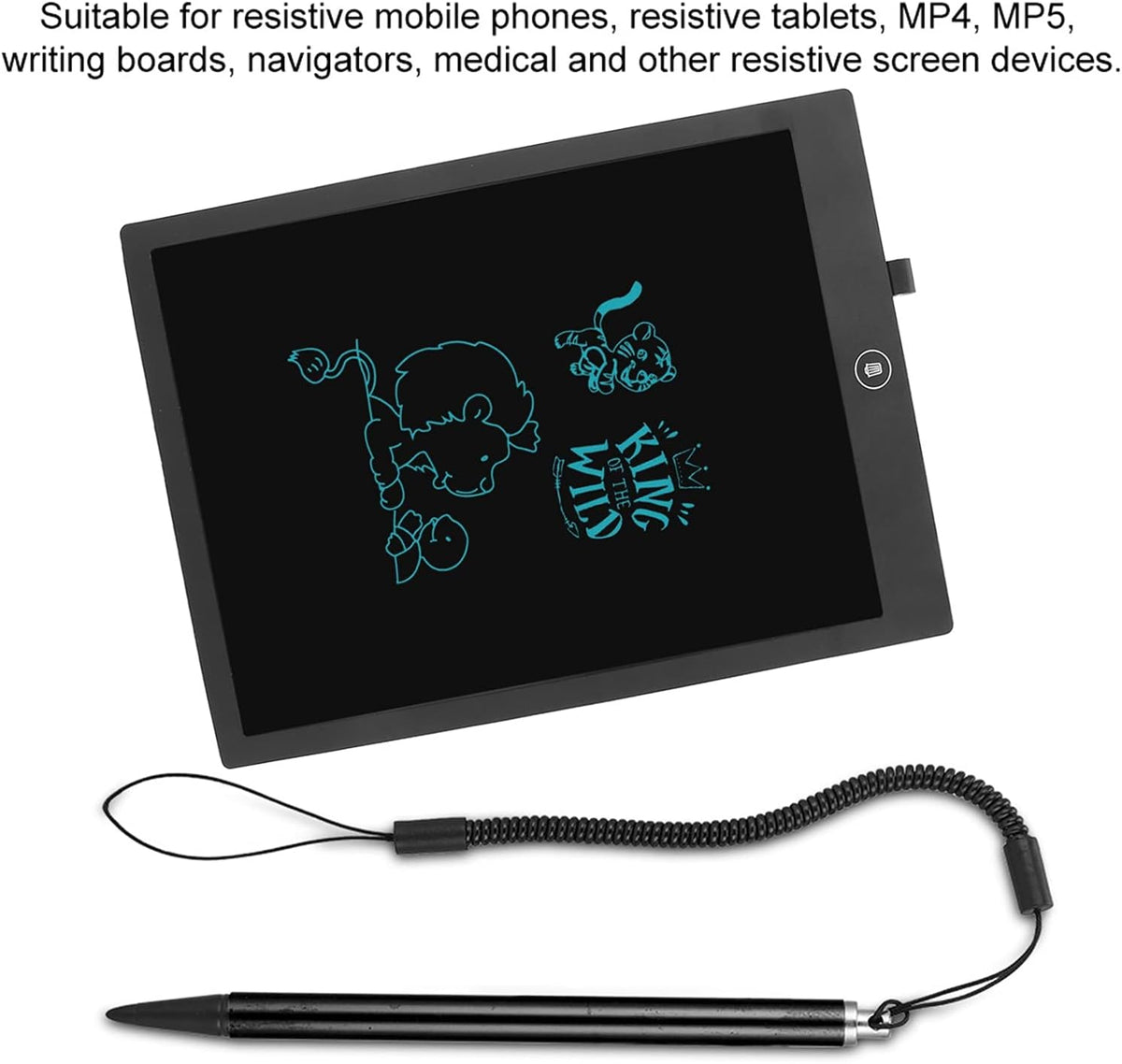 ASHATA Stylus, Resistive Touch Painting Pen with Spring Rope, Compatible with All Resistive Touch Screen Devices (Black)