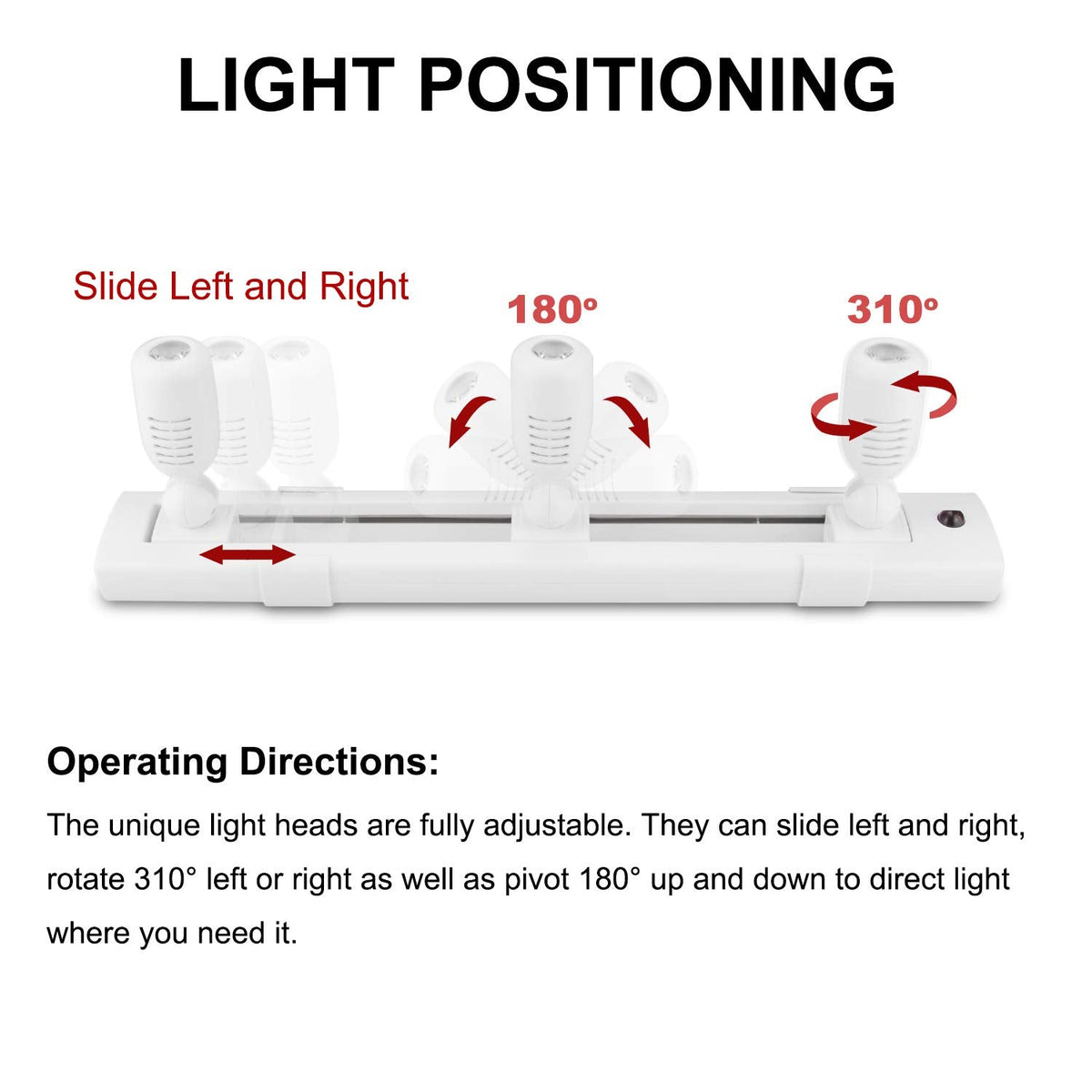 HONWELL Track Lighting LED Spotlights with 3 Rotatable Lights Heads, Under Cabinet Counter Lighting Plug in Accent Lights Remote Controlled Ceiling