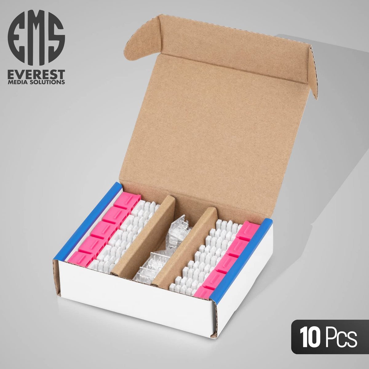 Everest 90° Angled RJ45 Cat6 Keystone Jacks 10-Pack in Pink - Slim Profile Female RJ45 Connectors - Cat 6 Keystone Jack - Compatible with 90° Angled Speed Termination Tool - easyJACK (B094WB91H3)
