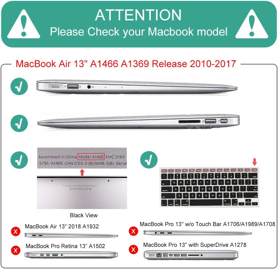 Mektron for MacBook Air 13 Case A1466/A1369 (2010-2017 Release), Snap-on Plastic Hard Shell Cover for MacBook Air 13.3 inch with Keyboard Cover,Garden Flowers