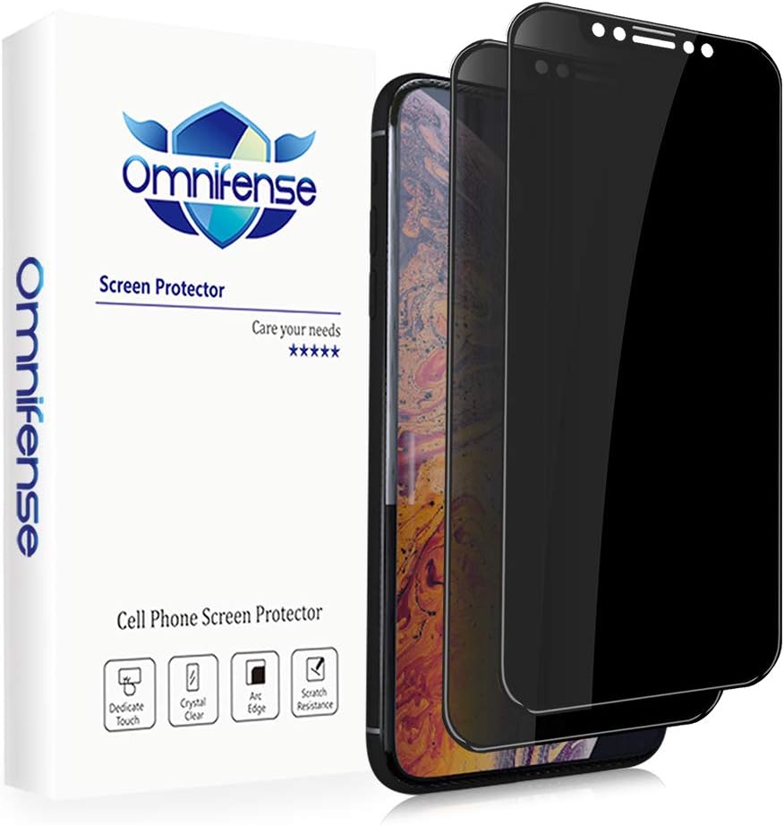 4 Way 360° Privacy Tempered Glass Screen Protector for iPhone 11 Pro/Xs/X, Anti Spy 9H Scratch Resistant, 2 Pack