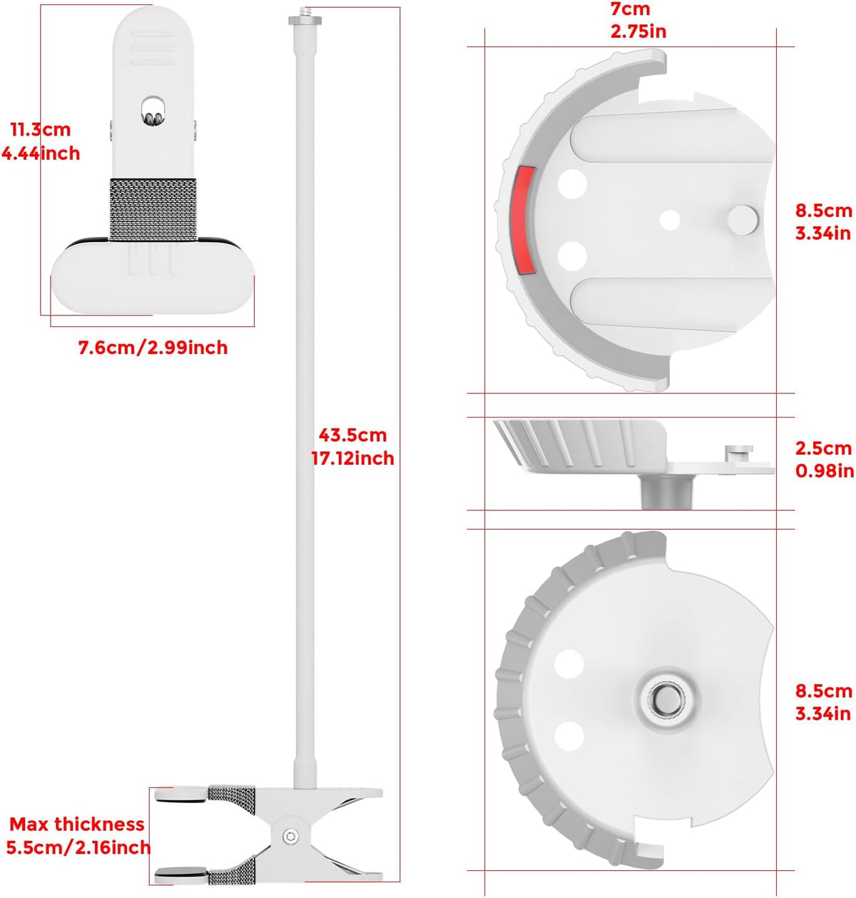 honecumi S2/V43 360 Baby Monitor Mount Compatible with Babysense HD Baby Camera, Flexible Gooseneck Crib Clamp Mount