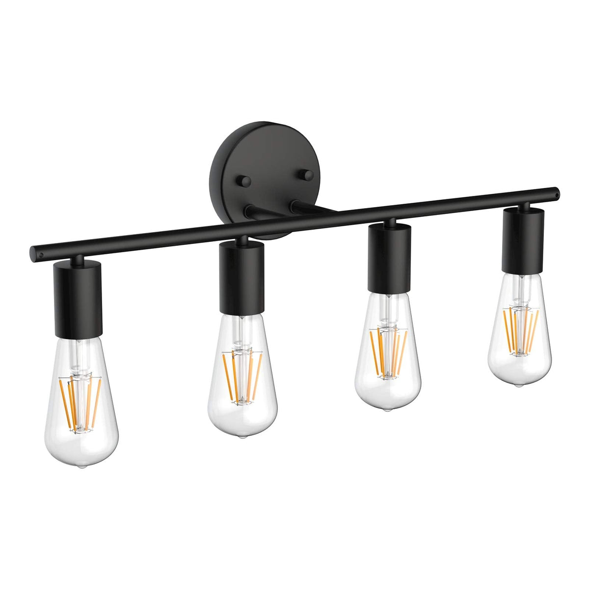 Ralbay Bathroom Vanity Light Fixtures-4 Light Industrial Matte Black Wall Sconce, Vintage Edison Wall Lamp Lighting Fixture for Bathroom