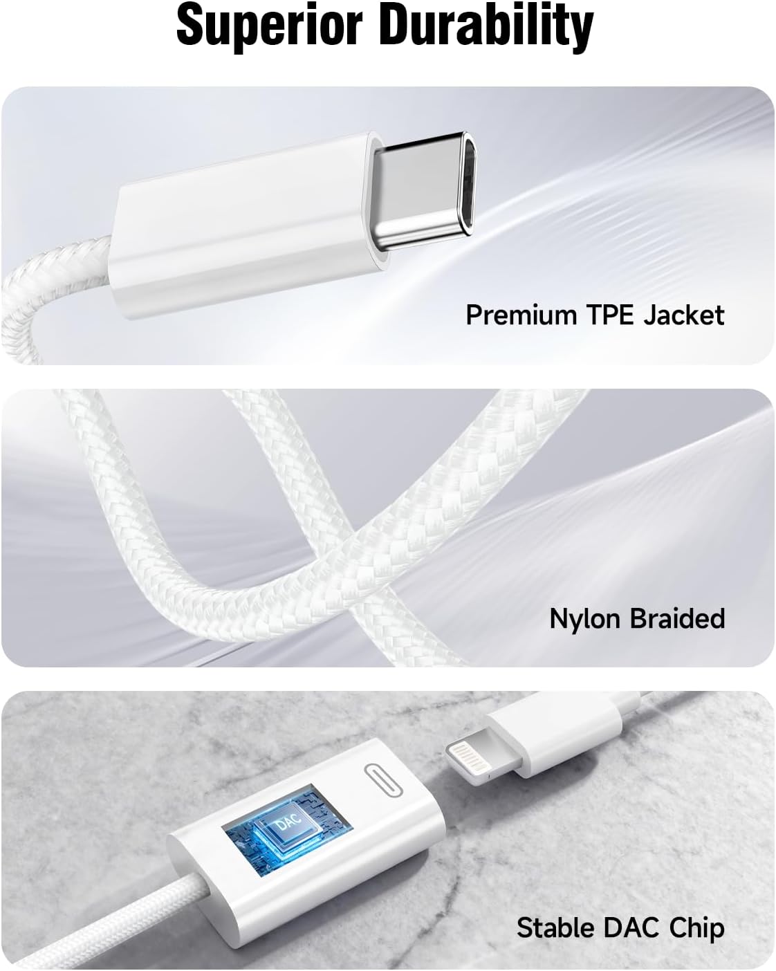 GetsISKON 17/16/15 6/5/4, USB C to Lightning Headphone Audio Adapter, Type C Male to Female Lightning Earphone