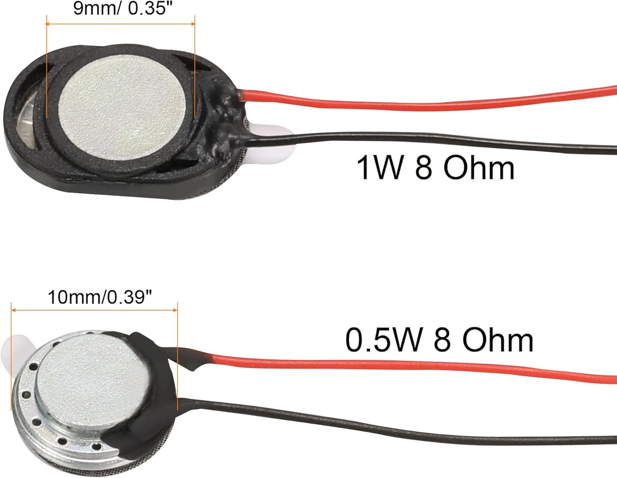 MECCANIXITY Mini DIY Magnetic Speaker, 1W 8 Ohm Replacement Loudspeaker, 4pcs 9mm, 4pcs 10mm for Mobile Phone