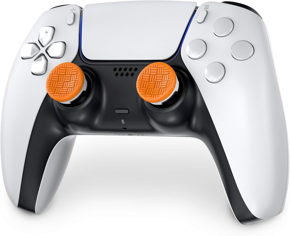 KontrolFreek Omni for PlayStation 5 (PS5) and PlayStation 4 (PS4) | Performance Thumbsticks | 2 Low-Rise Concave | Orange/White