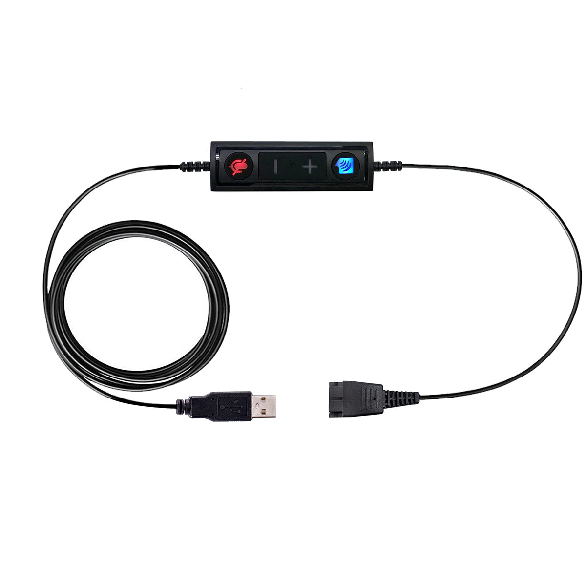 TruVoice USB Adapter Compatible with Any Jabra Quick Disconnect (QD) Wired Headset and Includes Volume Control and Mute Functionality (Connects