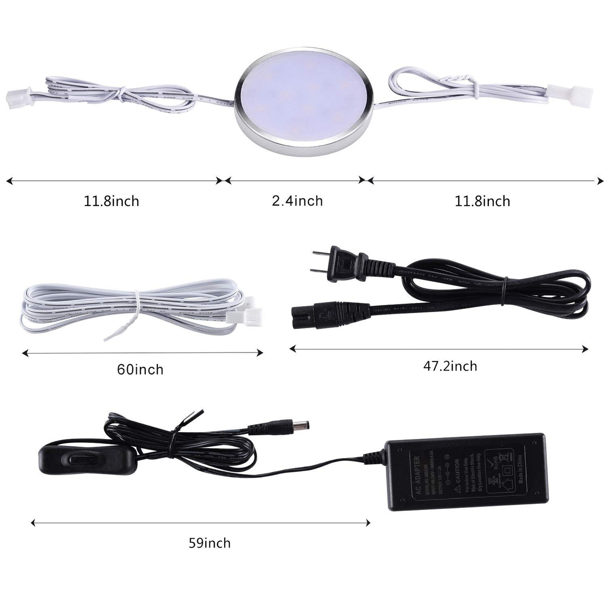 Puck Lights Under Cabinet Lighting,12V LED Dimmable Kitchen Counter Lights Wired,Perfect for Closet Shelf Cupboard Book Case Display Lighting,All Kits