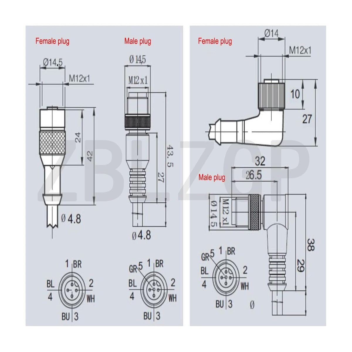 M12 Actuator Sensor Signal Cable A Coded 4 Pin Female for Industrial Controls Automation Network, 1M