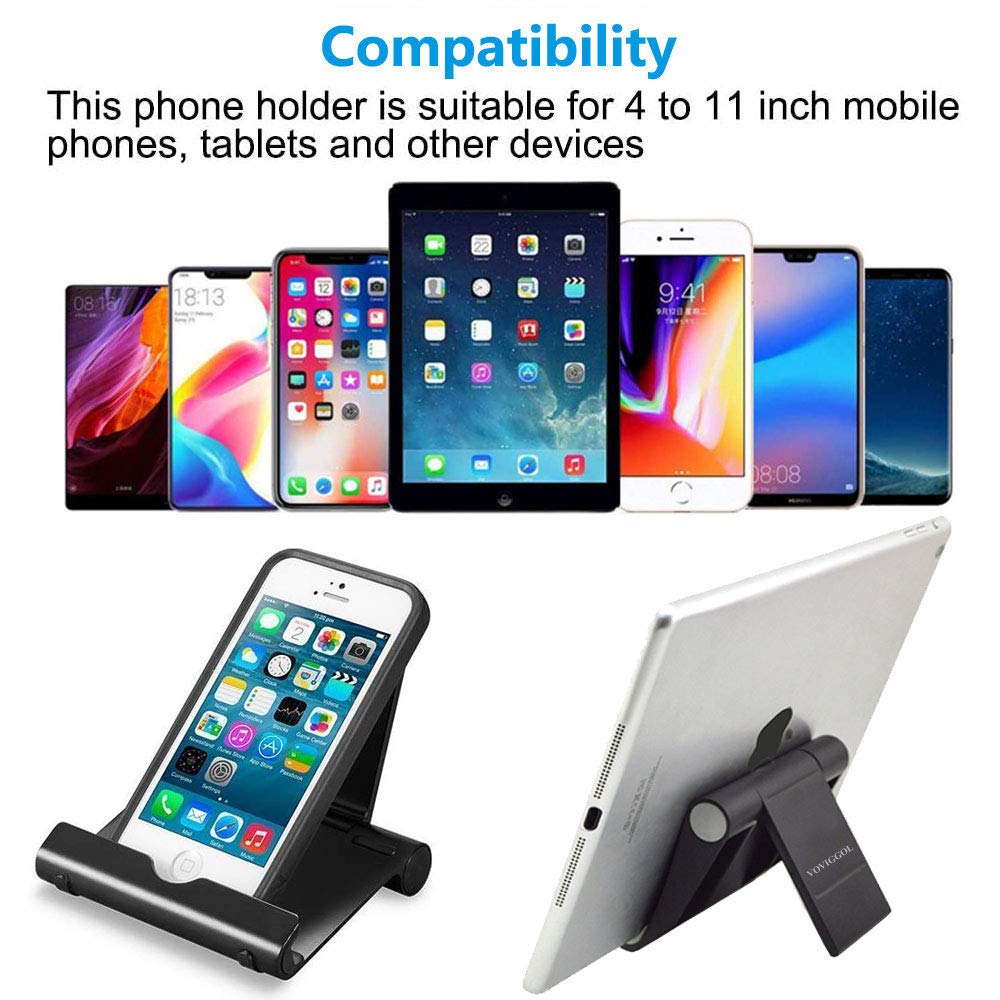 VOVIGGOL 4 Pack Cell Phone Stand for Desk, Foldable Cell Phone Holder Mobile Stand Phone Dock, Adjustable Tablet Stand Holder Compatible with iPhone