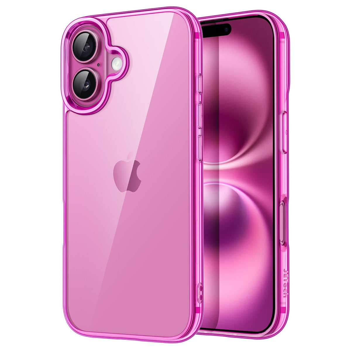 Jetech Case For Iphone 16 6.1-Inch, Non-Yellowing Shockproof Phone Bumper Cover, Anti-Scratch Clear Back (Pink)