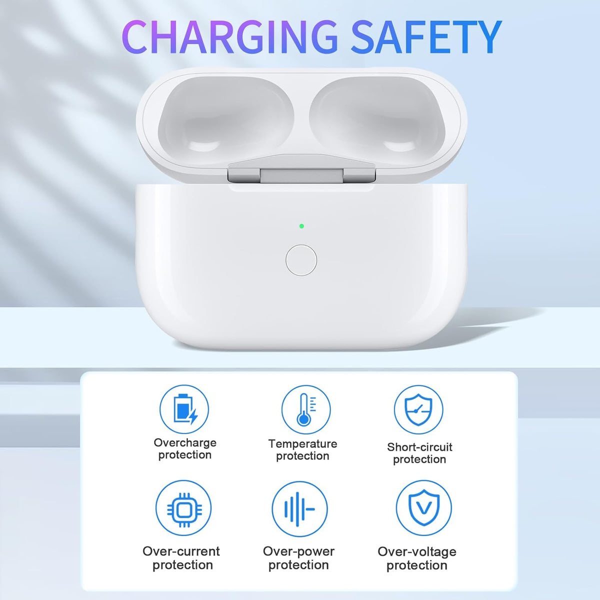 Wireless Charging Case Replacement for AirPods Pro 1st & 2nd Generation, Bluetooth Pairing Sync Button