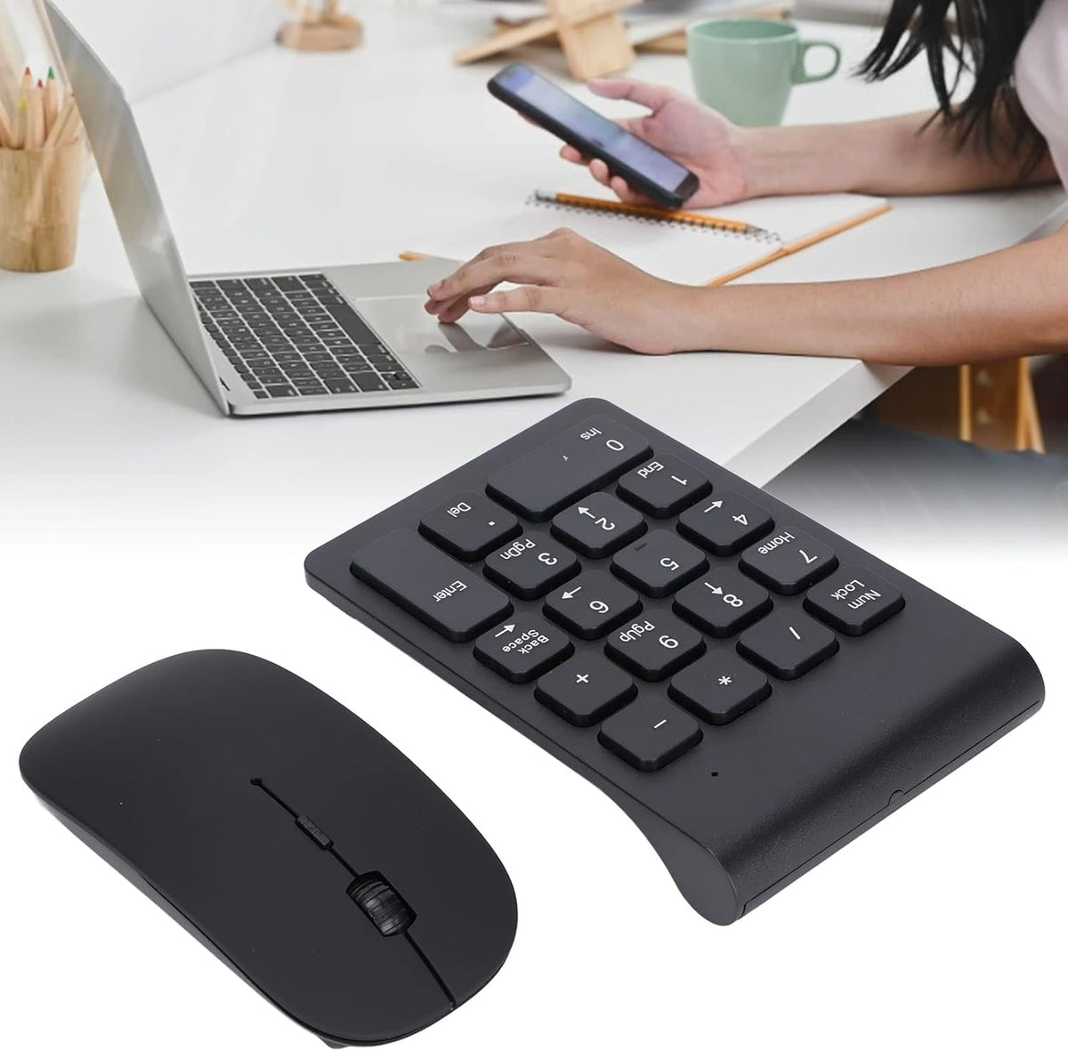 Wireless Numeric Keypad & Mouse Combo, Mini 18 Keys Number Pad for Financial Accounting, Wireless for Laptop, PC