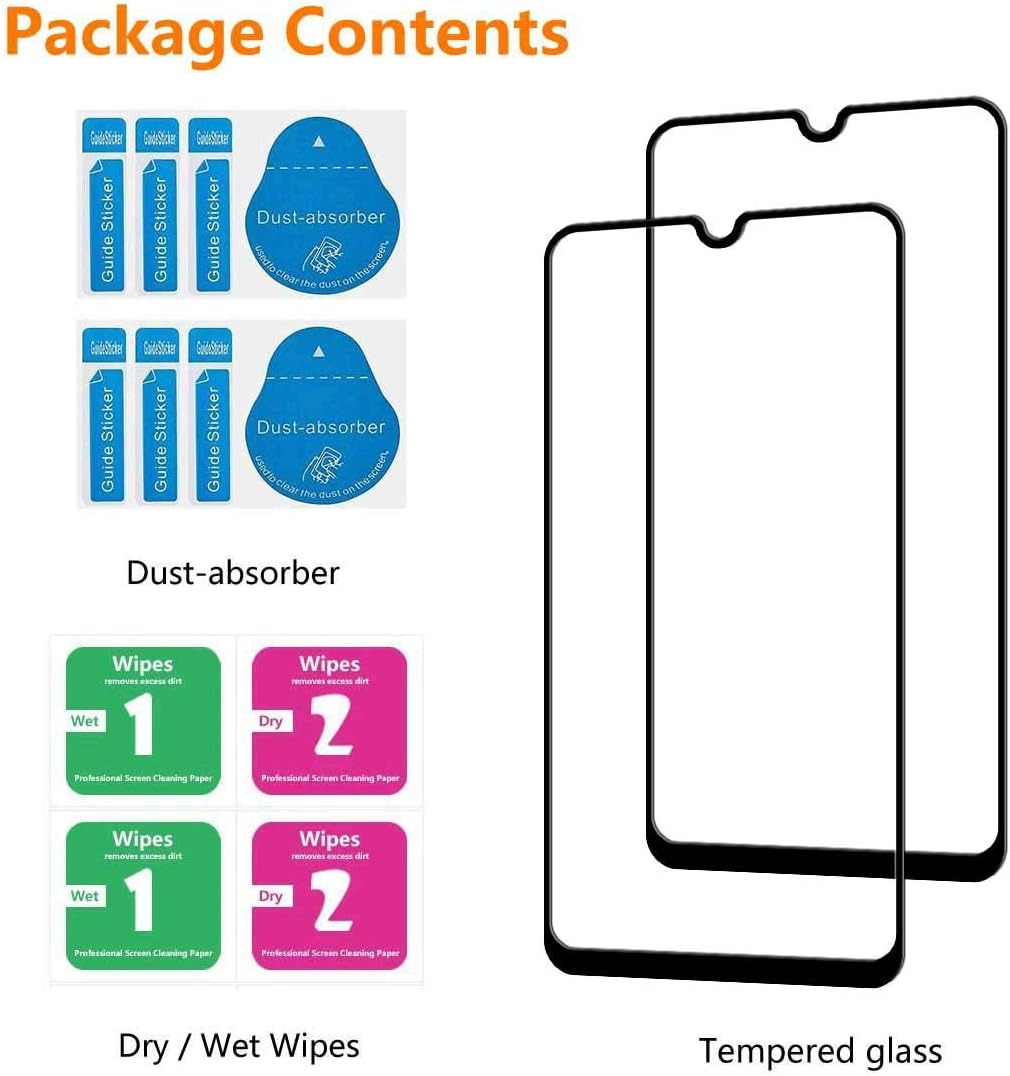 [2-Pack] Compatible for Samsung Galaxy A20, Full Coverage Tempered Glass Screen Protector, Anti-Scratch