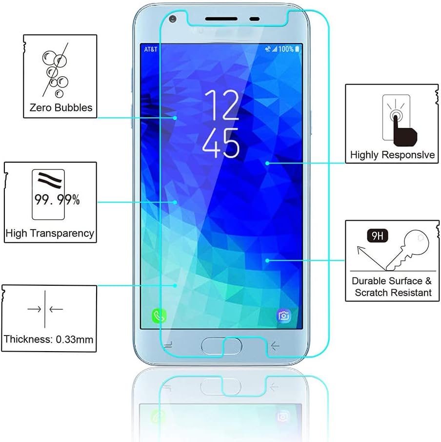[2 Pack] Tempered Glass Screen Protector Frontier for Samsung Galaxy J3 2018 SM-J337A SM-J337