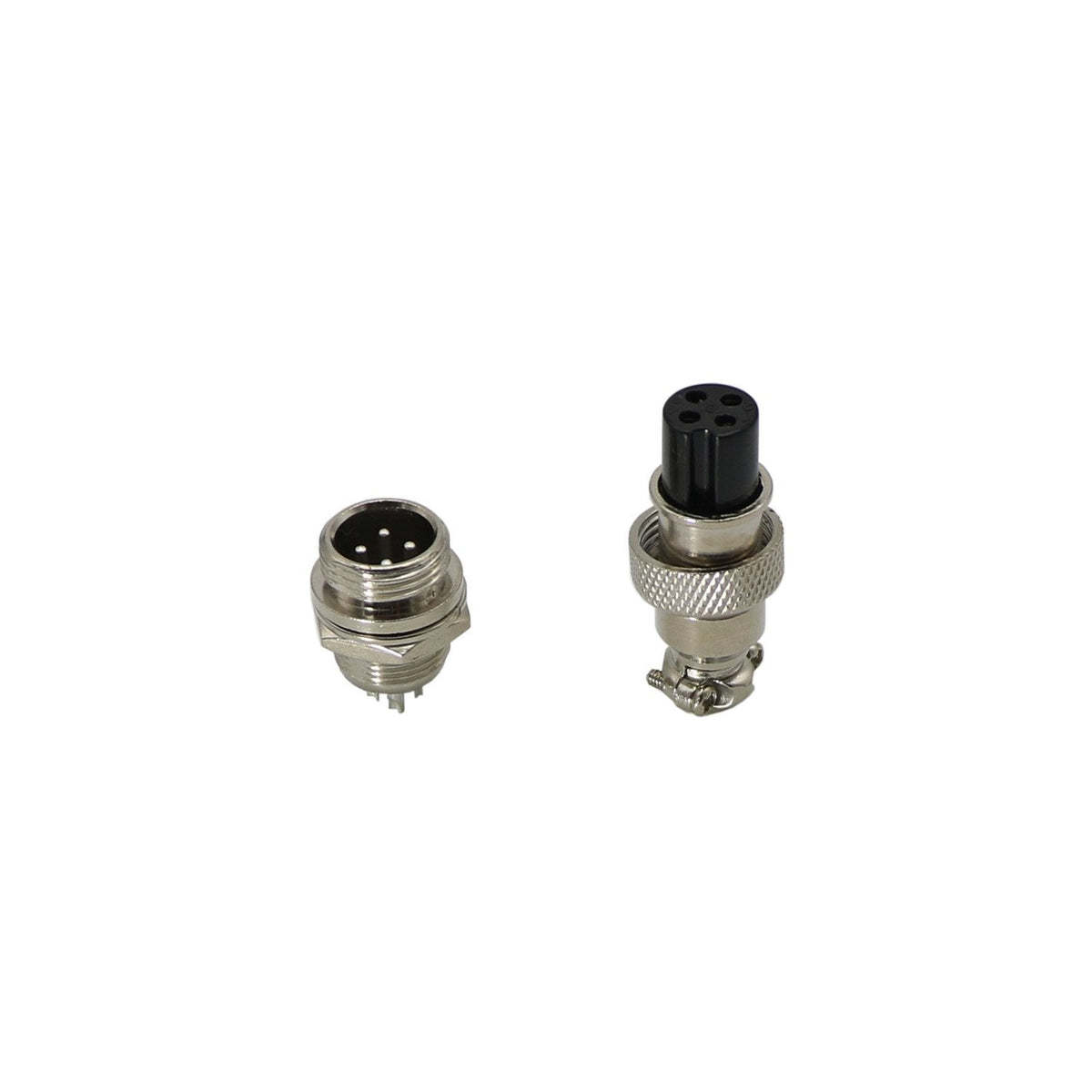 Aviation Connector Plug, 5 Pcs GX12 4 Pin Thread Female Socket and Male Socket Panel Metal Aviation Wire Connector
