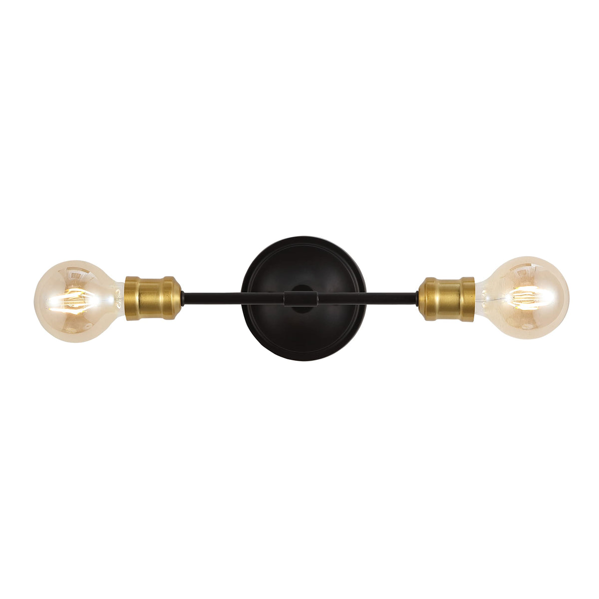 JONATHAN Y 13.25" Oil Rubbed Bronze/Brass Gold 2-Light Iron Vanity Light, Industrial Farmhouse Wall Sconce for Bathroom Mirror, Rustic Metal Fixture