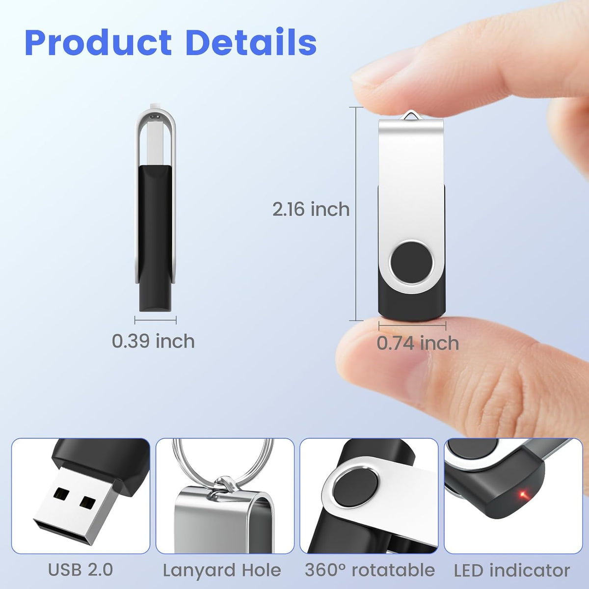 ABLAZE 1GB Flash Drives 500 Pack, USB 2.0 Thumb Drives Bulk Swivel Memory Stick Bulk USB 500 Pack Pendrives 1GB (Mixcolors)