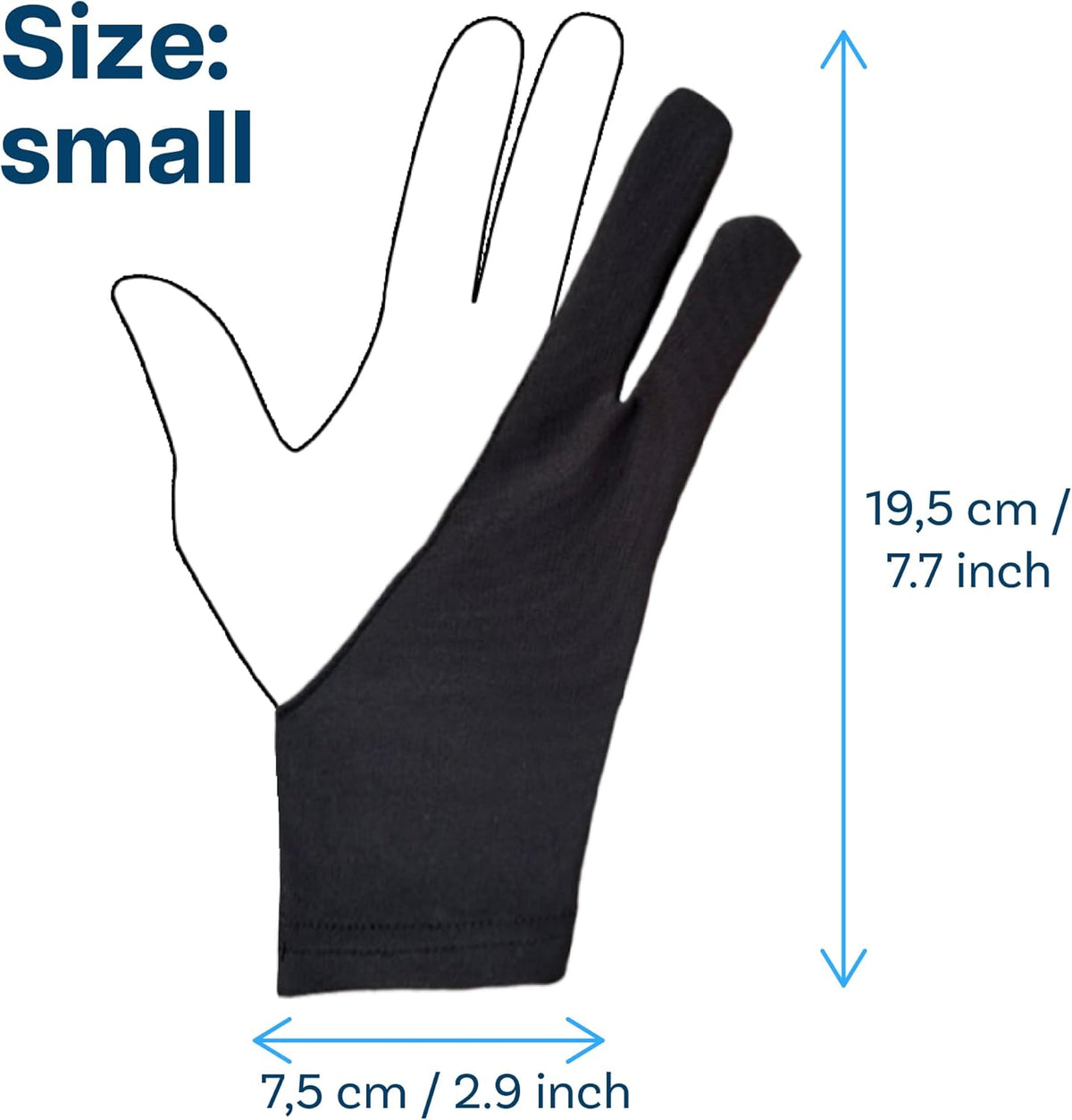 MMOBIEL Drawing Glove for Digital Tablet and Sketching Model A 2-Finger Palm Rejection Artist Glove – Small Size – Right and Left Hand Use